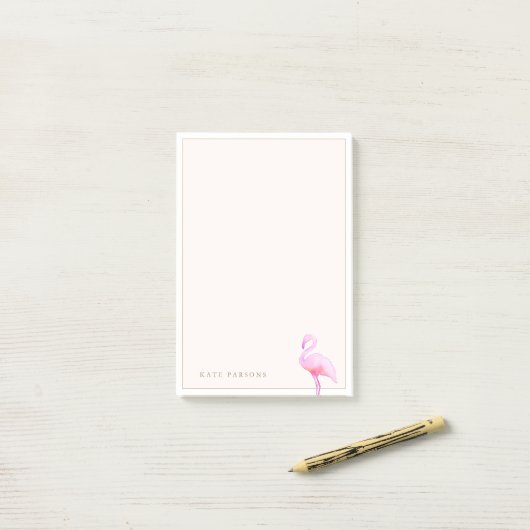 Roze Waterverf Flamingo Blocnote Post-it® Notes (Op bureau)