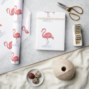 Roze waterverf Flamingo. Cadeaupapier
