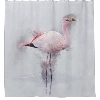 Roze Waterverf Flamingo Douchegordijn