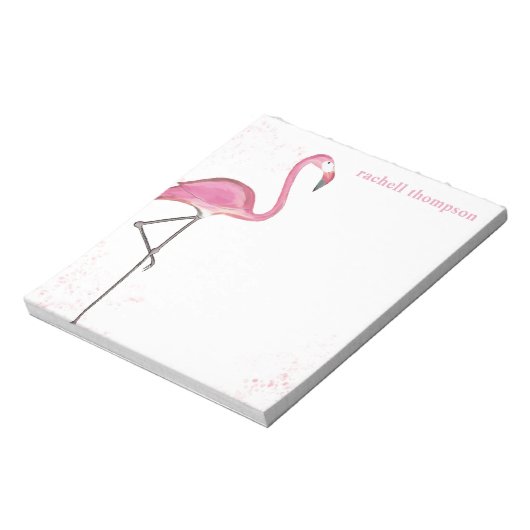 Roze Waterverf Flamingo Eenvoudig stijlvol beeld Notitieblok (Gedraaid)