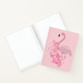 Roze Waterverf Flamingo Floral en Stippen Genoemd Notitieboek (Binnen)