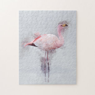 Roze Waterverf Flamingo Legpuzzel