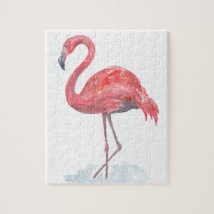 Roze waterverf Flamingo. Legpuzzel
