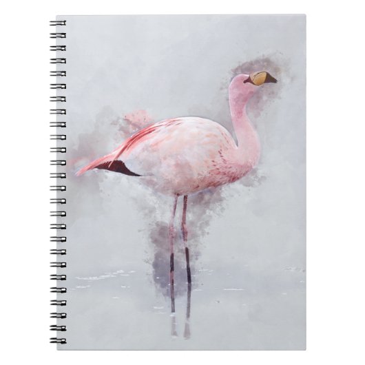 Roze Waterverf Flamingo Notitieboek (Voorkant)