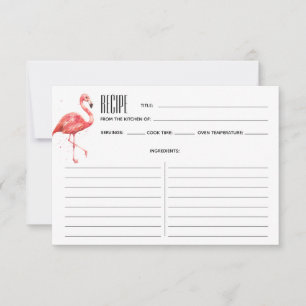 Roze Waterverf Flamingo Recipe Kaart