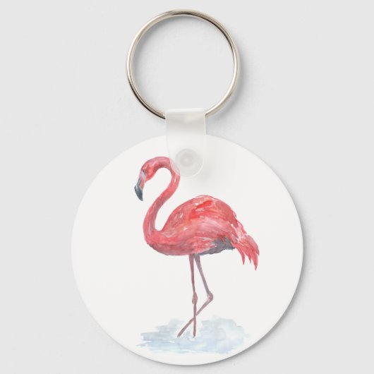 Roze waterverf Flamingo. Sleutelhanger (Voorkant)