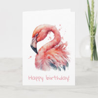 Roze waterverf flamingo verjaardag