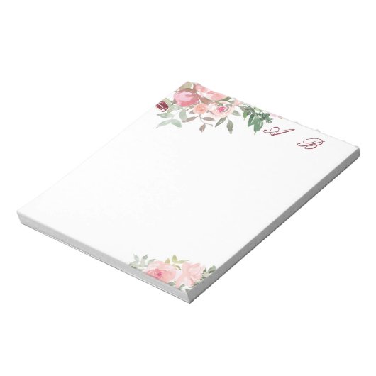 Roze waterverf floraal notitieblok (Gedraaid)