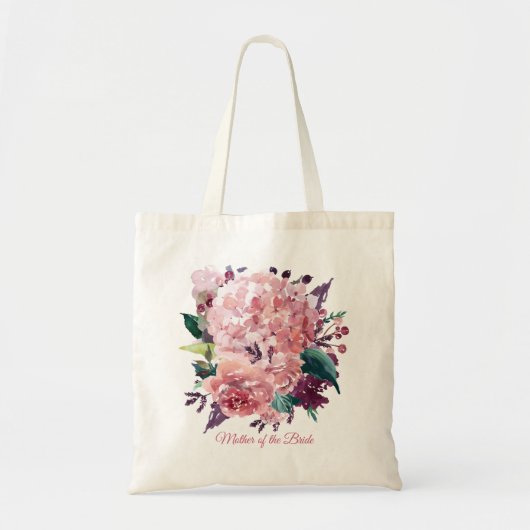 roze Waterverf Floral | Aangepaste tekst Tote Bag (Voorkant)