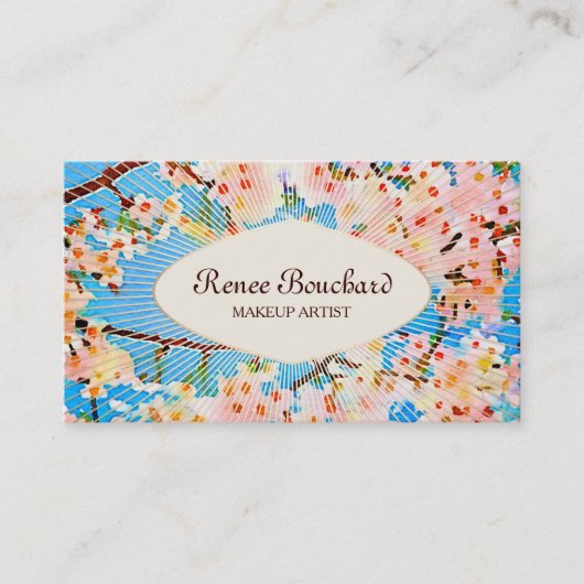 Roze Waterverf Floral Art Visitekaartje (Voorkant)