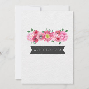 Roze Waterverf Floral Baby shower Vereist Baby Advieskaart
