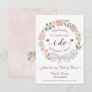 Roze Waterverf Floral Be my Maid of Honor Kaart