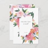 Roze Waterverf Floral Bedankkaart (Voorkant / Achterkant)