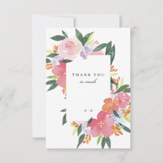 Roze Waterverf Floral Bedankkaart