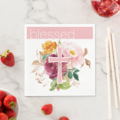 Roze Waterverf Floral Blessed Servet (Insitu)