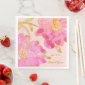 Roze Waterverf Floral bruiloft servetten (Insitu)