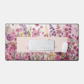 Roze Waterverf Floral Bureaumat (Keyboard & Muis)