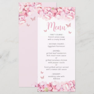 Roze Waterverf Floral Butterfly Girl Baby shower Menu