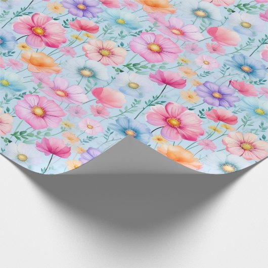 Roze Waterverf Floral Cadeaupapier (Hoek)