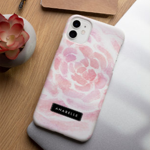 Roze Waterverf Floral iPhone 15 Pro Max Hoesje