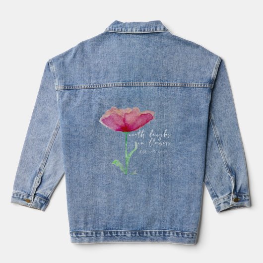 Roze Waterverf Floral Denim Jacket (Achterkant)