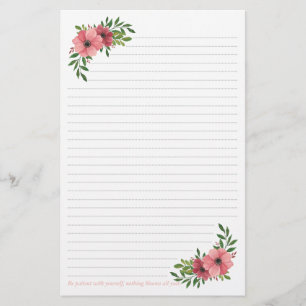 Roze Waterverf Floral design Briefpapier