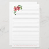 Roze Waterverf Floral design Briefpapier (Voorkant / Achterkant)