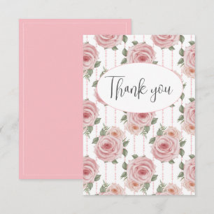 Roze Waterverf Floral Flat Dank u kaart