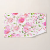 Roze Waterverf Floral Garden Pattern Bad Handdoek (Handdoek)