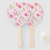 Roze Waterverf Floral Garden Pattern Handwaaier (Voorkant en achterkant)