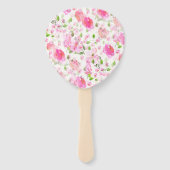 Roze Waterverf Floral Garden Pattern Handwaaier (Achterkant)