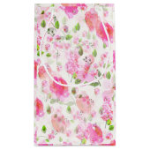 Roze Waterverf Floral Garden Pattern Klein Cadeauzakje (Achterkant)