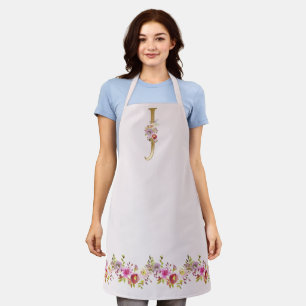 Roze Waterverf Floral - Gold Tone Monogram J Schort