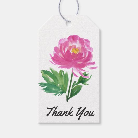 Roze Waterverf Floral Hartelijk dank Cadeaulabel (Voorkant)