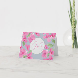 Roze Waterverf Floral Kaart
