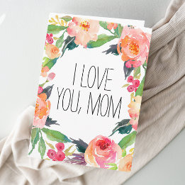 Roze Waterverf Floral Kaart