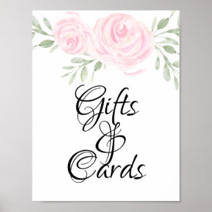 Roze Waterverf Floral Kaarten en cadeaubonnen Poster