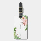 Roze waterverf floral Mrs. Bagagelabel (Voorkant verticaal)