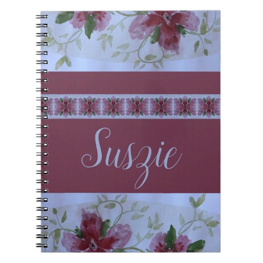 Roze Waterverf Floral Notitieboek (Voorkant)