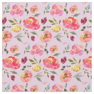  roze Waterverf Floral Patroon Stof