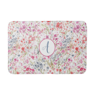 Roze Waterverf Floral Pattern Badmat