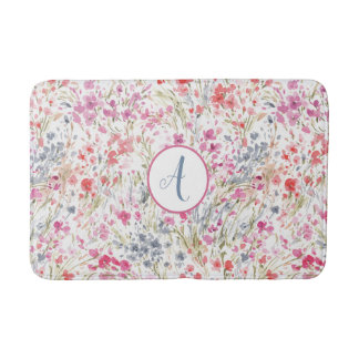 Roze Waterverf Floral Pattern Badmat