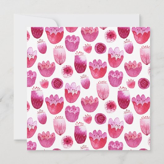 Roze Waterverf Floral Pattern Evening Kaart (Achterkant)