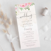 Roze Waterverf Floral Peonies Elegant Wedding Programma