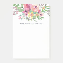 Roze Waterverf Floral Post-it® Notes