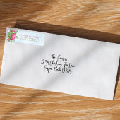 Roze Waterverf Floral Return-adres Etiket