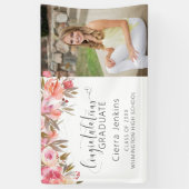 Roze Waterverf Floral String Light Afstuderen Spandoek (Verticaal)