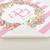 Roze Waterverf Floral Stripes Girl Nursery Baby Sherpa Deken (3/4)
