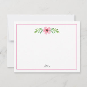 Roze Waterverf Floral Swag Note Card Notitiekaartje