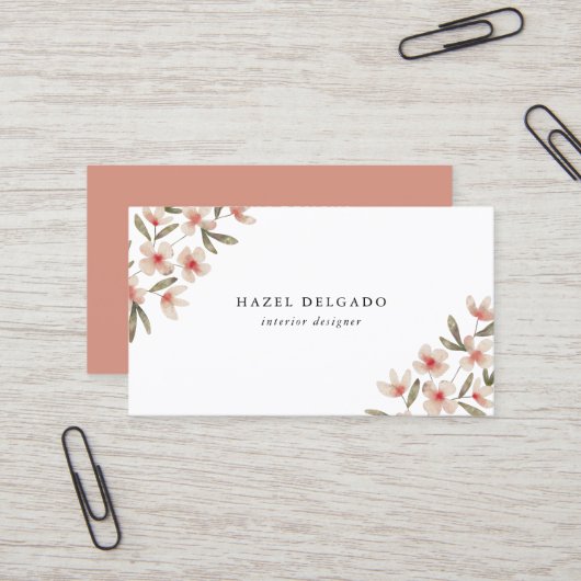 Roze Waterverf Floral Visitekaartje (Voorkant / Achterkant in situ)